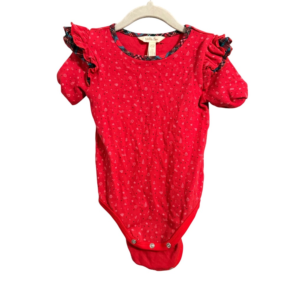 Matilda Jane Bodysuit Baby Girls 18-24M Red Holiday Christmas Flutter Sleeve